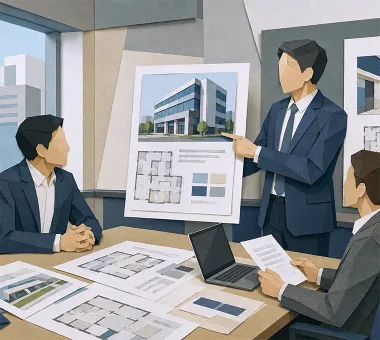 事業用物件を提案する不動産事業部の社員